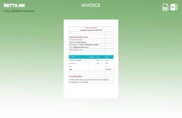 модерен стил Фактура за деловен консултант. шаблон